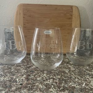 Barely used customized wine glasses.